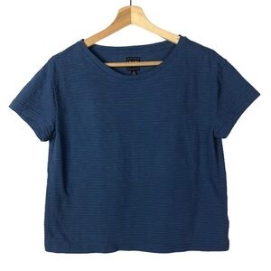 Gap Dark Blue Textured Stripe Short Sleeve T-Shirt XS